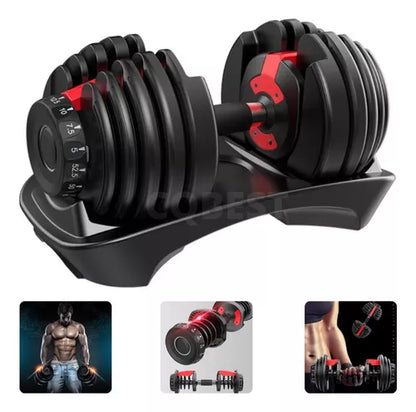 Halter Regulable 24kg Dumbbell Ajustable con Base