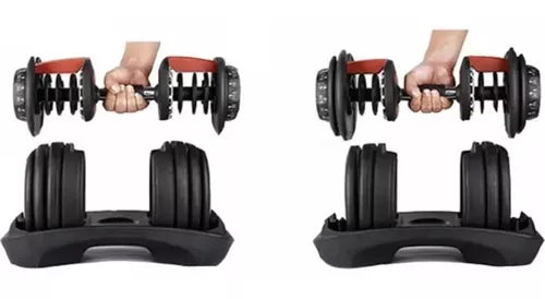 Halter Regulable 24kg Dumbbell Ajustable con Base