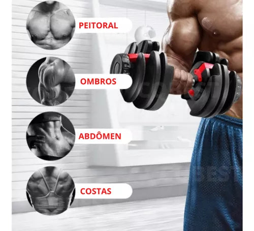 Halter Regulable 24kg Dumbbell Ajustable con Base