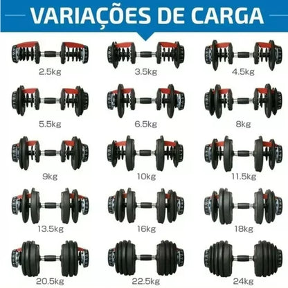 Halter Regulable 24kg Dumbbell Ajustable con Base