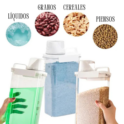 Kit con 3 Dispensadores Herméticos Multiuso – 2,3L con Vaso Medidor y Cierre